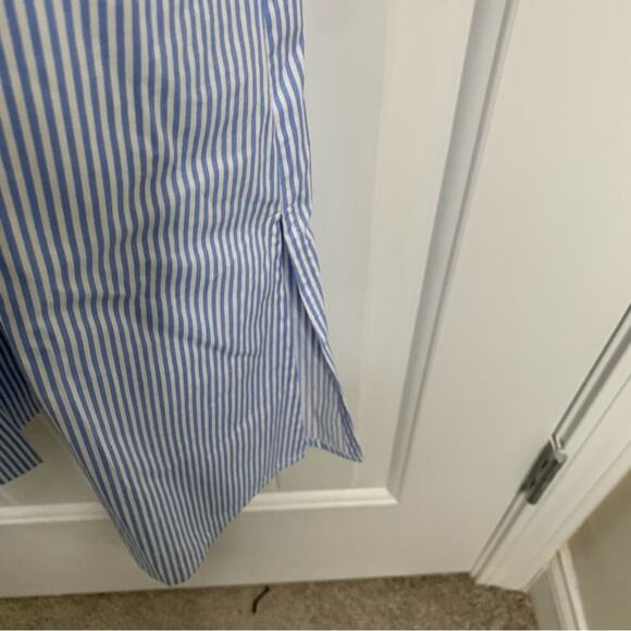 Draper James cold shoulder‎ blue striped midi shirt dress size 10 - Picture 6 of 9